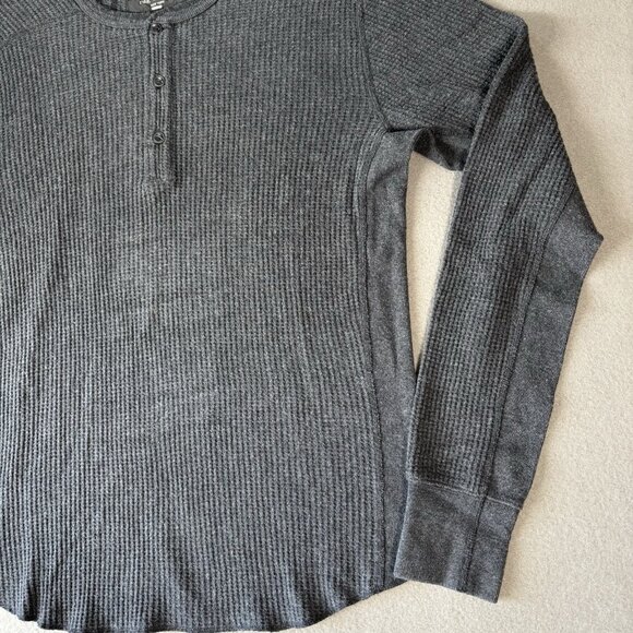 Rag & Bone Shirt Men’s M Gray Waffle Cotton Henley Heavy Gauge Thermal Preppy - Picture 4 of 16